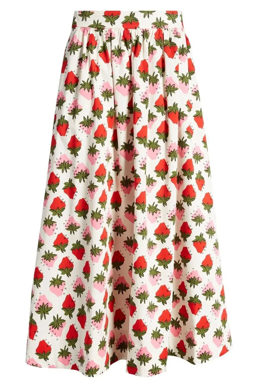 Boden Layla Strawberry Skirt Cotton Sateen $168.00 Whimsy Cottage - Picture 6 of 10